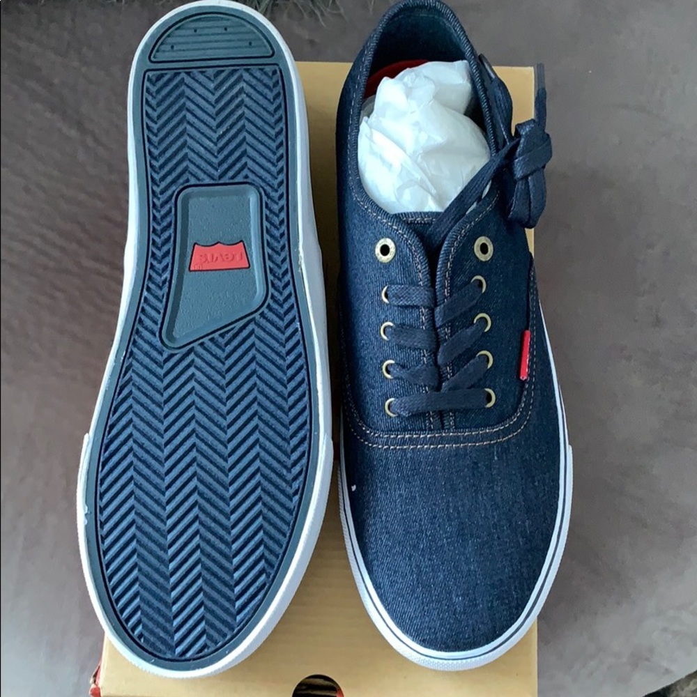 New pair of Levi denim boat shoes. Never worn.